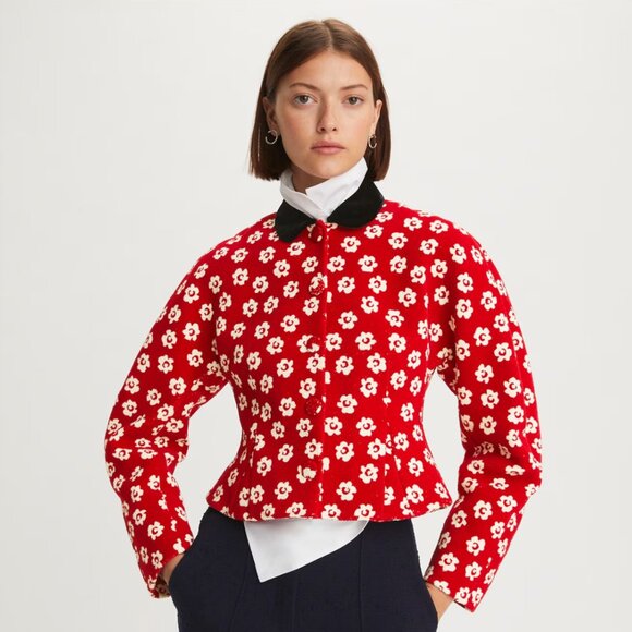 Tory Burch FLOWER STENCIL BOUCLÉ JACKET